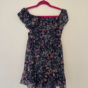 Cute floral off the shoulder ruffle mini dress